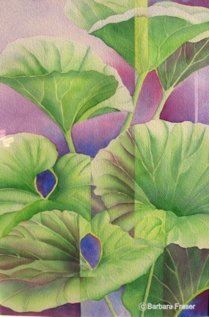 &quot;Leaves in Magenta&quot; Watercolour