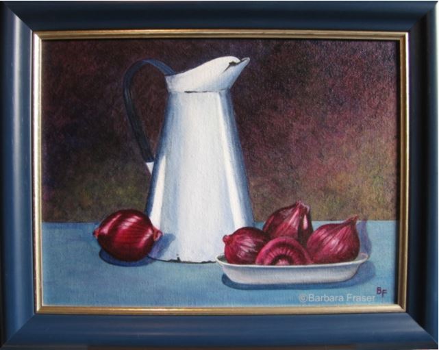 &quot;White Jug with Red Onions&quot; Acrylic